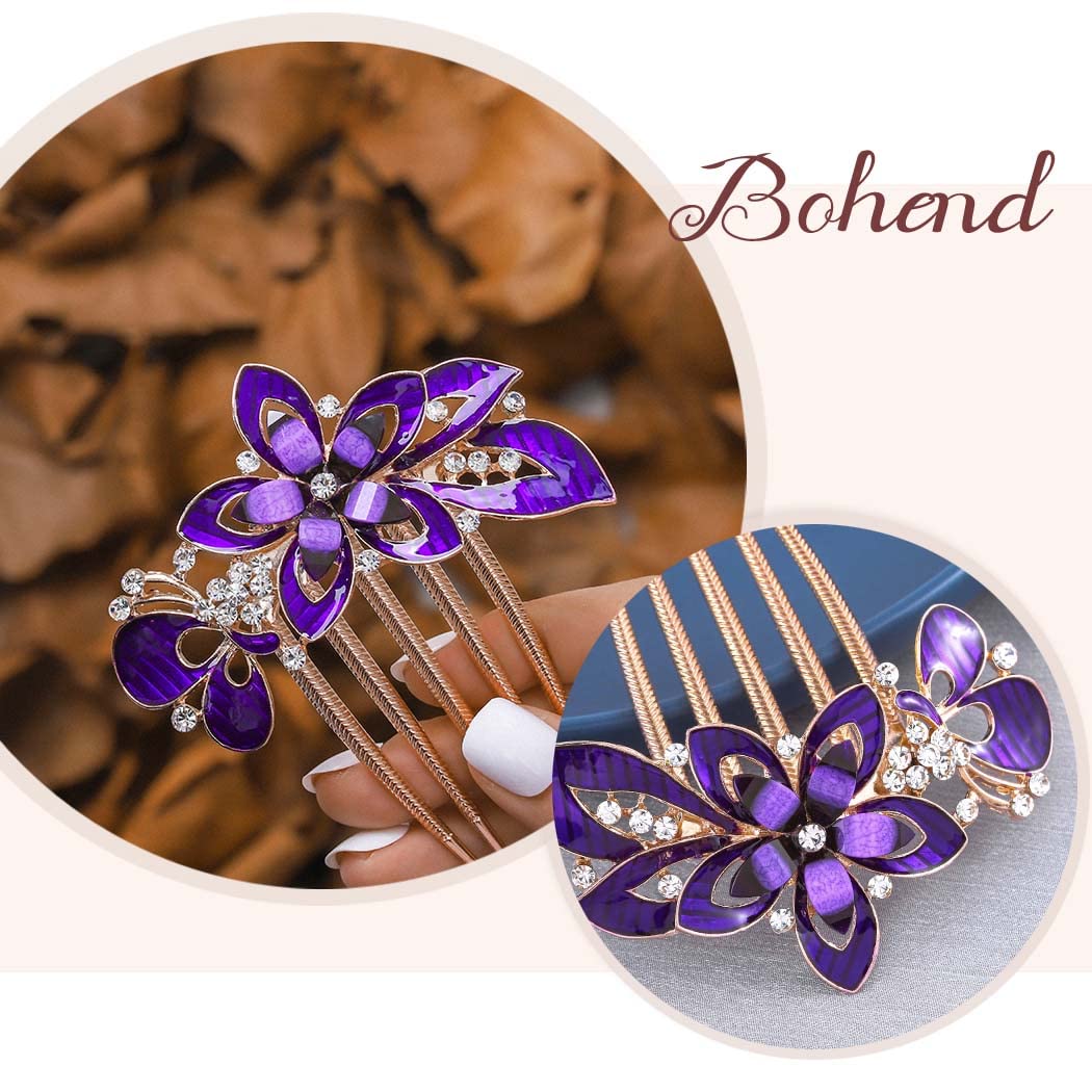 Sparkling Rhinestone Hair Comb - Bridal Wedding Hair Accessories for Women & Girls (Purple) - Perfect for Weddings & Parties