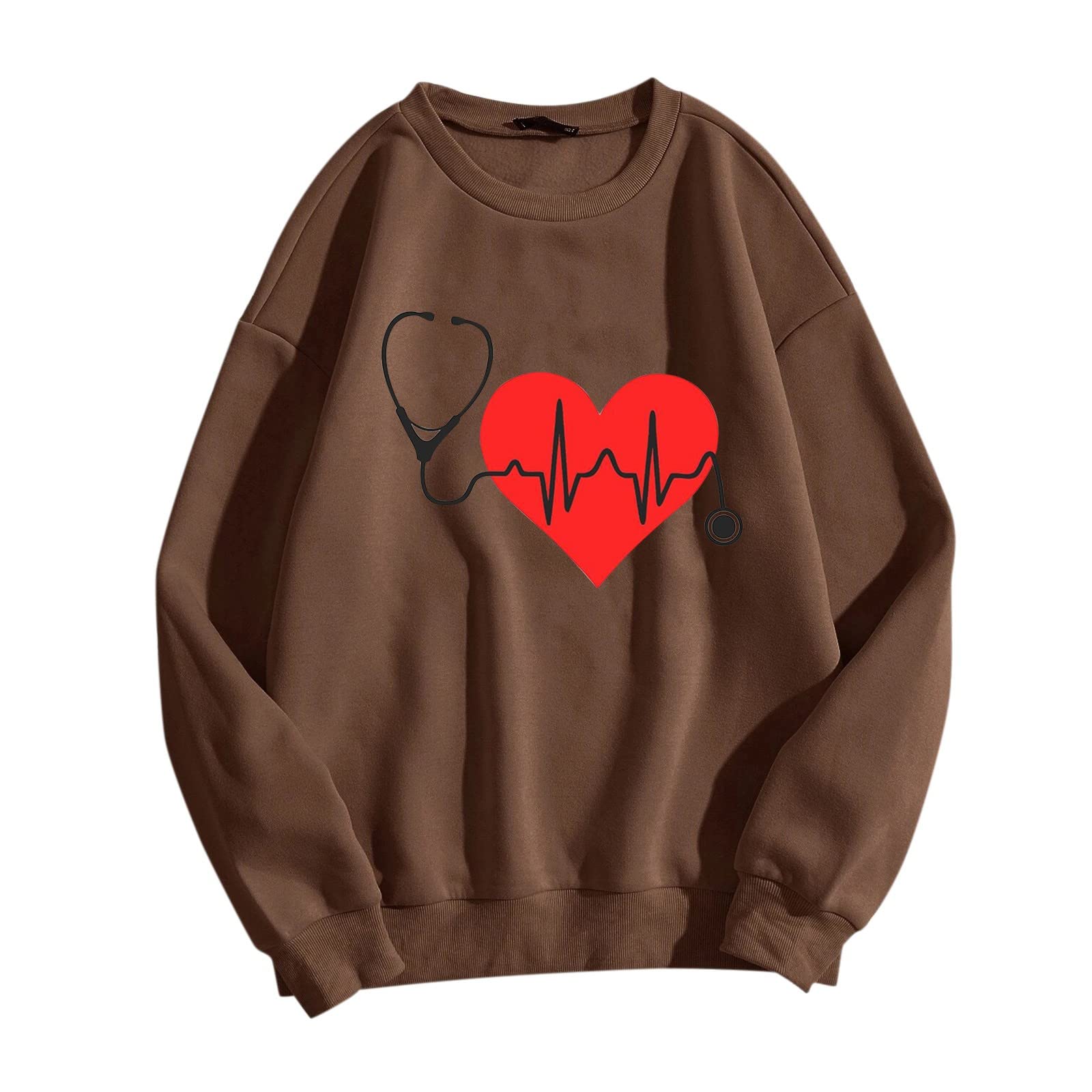 Valentine's Day Love Print Women's Blouse - Long Sleeve O-Neck Fashion Top for Women | Perfect for Date Night, Office Wear & Casual Outfits