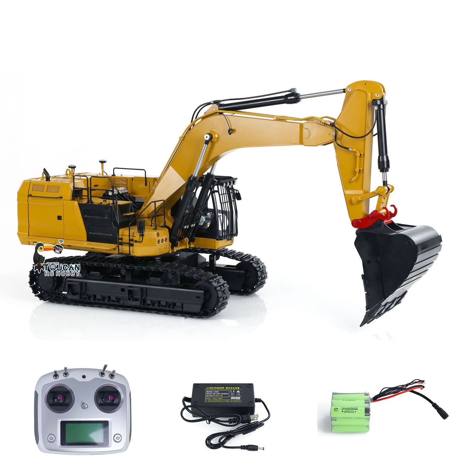 1/14 Scale Metal RC Hydraulic Mining Excavator 374F - Radio Controlled Construction Vehicle with FlySky I6S Transmitter (Pre-Assembled & Painted) - Perfect for Construction Simulation, Mining Play & RC Hobby Enthusiasts