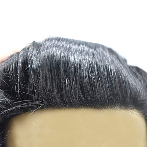 Men's Toupee Hair System - Full Clear PU Base European Human Hair Replacement | Easy Attach Hairpiece for Thinning Hair | Perfect for Daily Wear, Weddings & Special Events