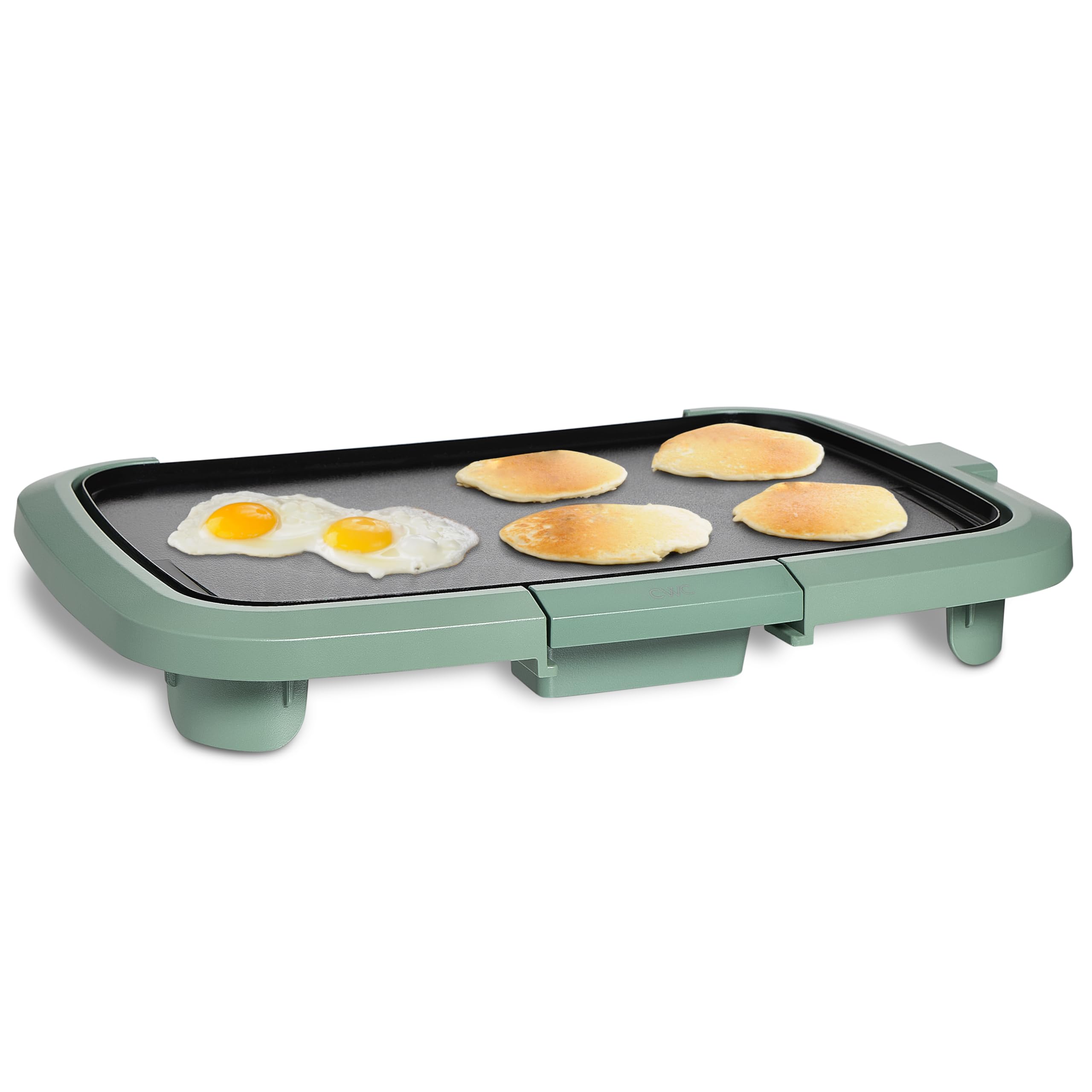1200W Electric Griddle with Nonstick Surface - Perfect for Pancakes, Burgers, Eggs & More | Removable Temp Control & Slide-Out Drip Tray | 10
