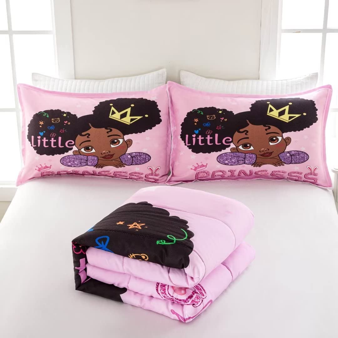Black Girl Magic Comforter Set Full - Afro Melanin Bedding for African American Girls, Cute Black Girl Bedroom Decor - Perfect for Princess Themed Rooms & Teen Girls' Bedroom Makeovers