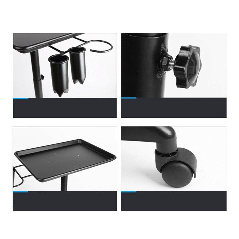 Black & Silver Aluminum Rolling Salon Tray with Wheels - Professional Beauty Spa Instrument Trolley for Tattoo, Nail & Hair Styling Stations - Perfect for Salon Organization & Mobile Service Carts