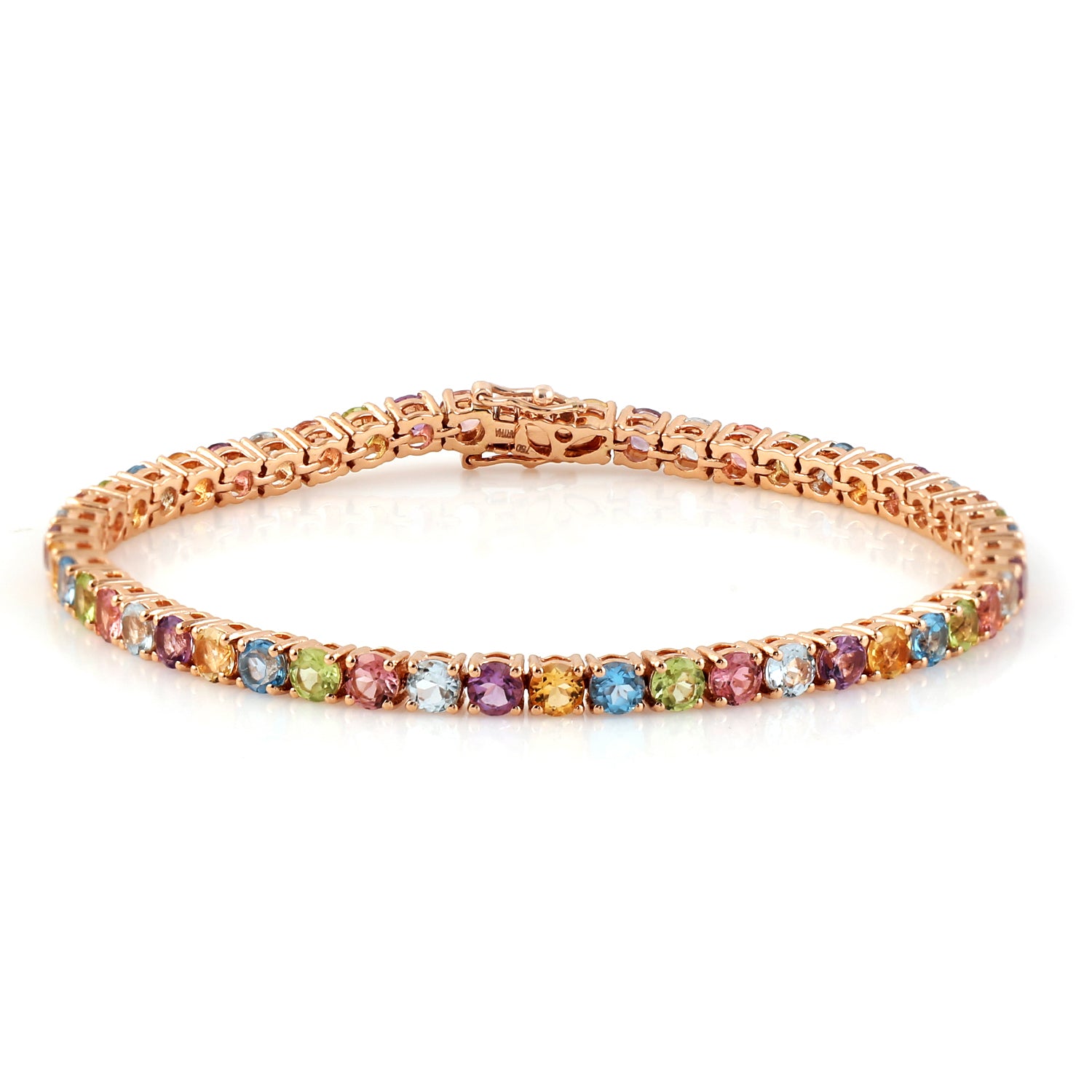 Blue Topaz Amethyst Multi Gemstone Rose Gold Bracelet - Adjustable & Flexible for Women | Perfect for Daily Wear, Gifts & Special Occasions