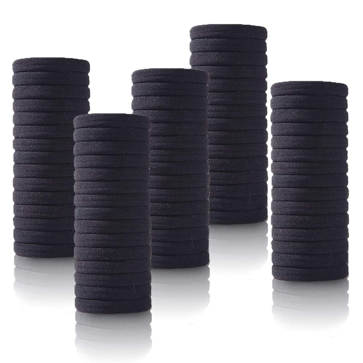 100PCS No Damage Hair Ties for Women, Men & Kids - Soft Seamless Hair Bands for Thin, Fine & Curly Hair - Black No Pull Ponytail Holders - Perfect for School, Work, Sports & Everyday Use