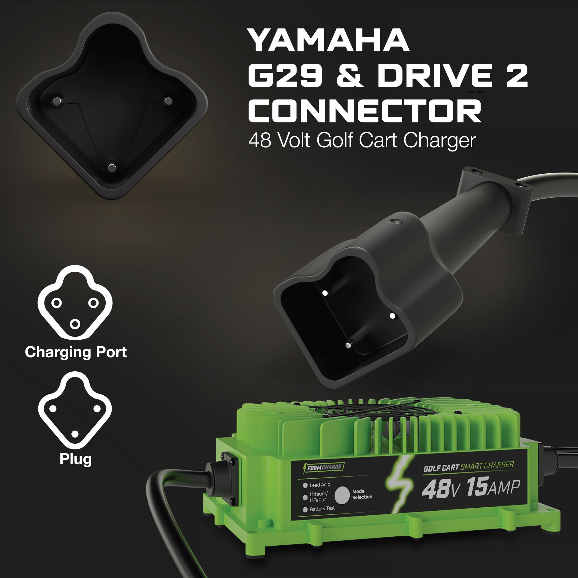 48V Golf Cart Battery Charger for Yamaha G29 Drive & Drive 2 - Compatible with Lithium, LiFePO4 & Lead Acid Batteries | Elite Version | Perfect for Home & Golf Course Charging