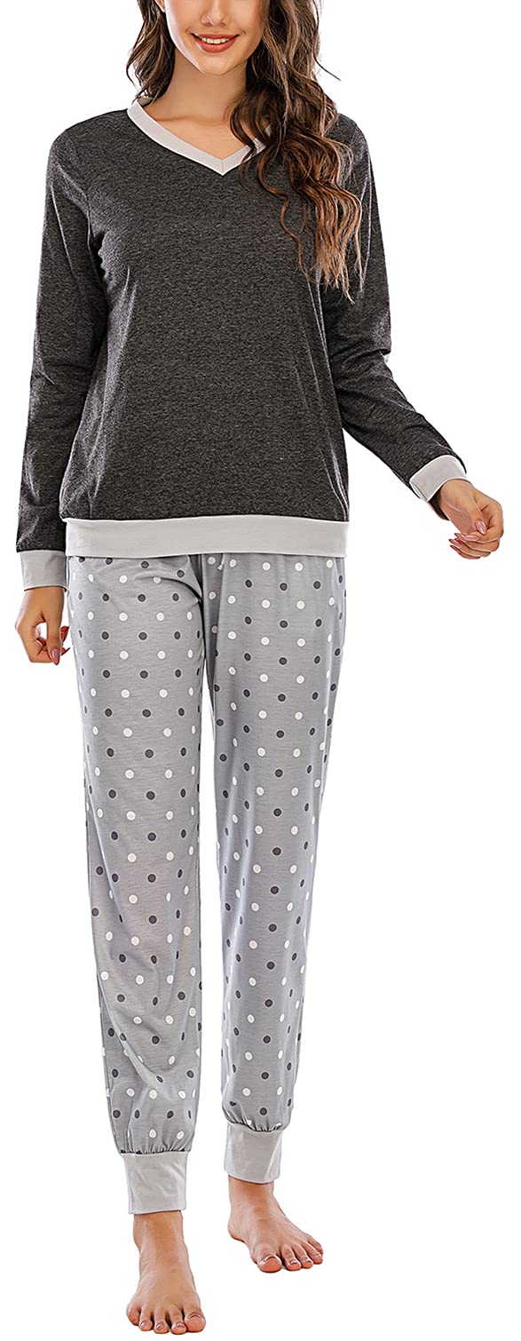 Wielsscca Women's Pajama Set - Soft Long Sleeve Sleepwear & Loungewear - Cozy Nightwear PJS Lounge Set for Relaxing at Home or Sleeping