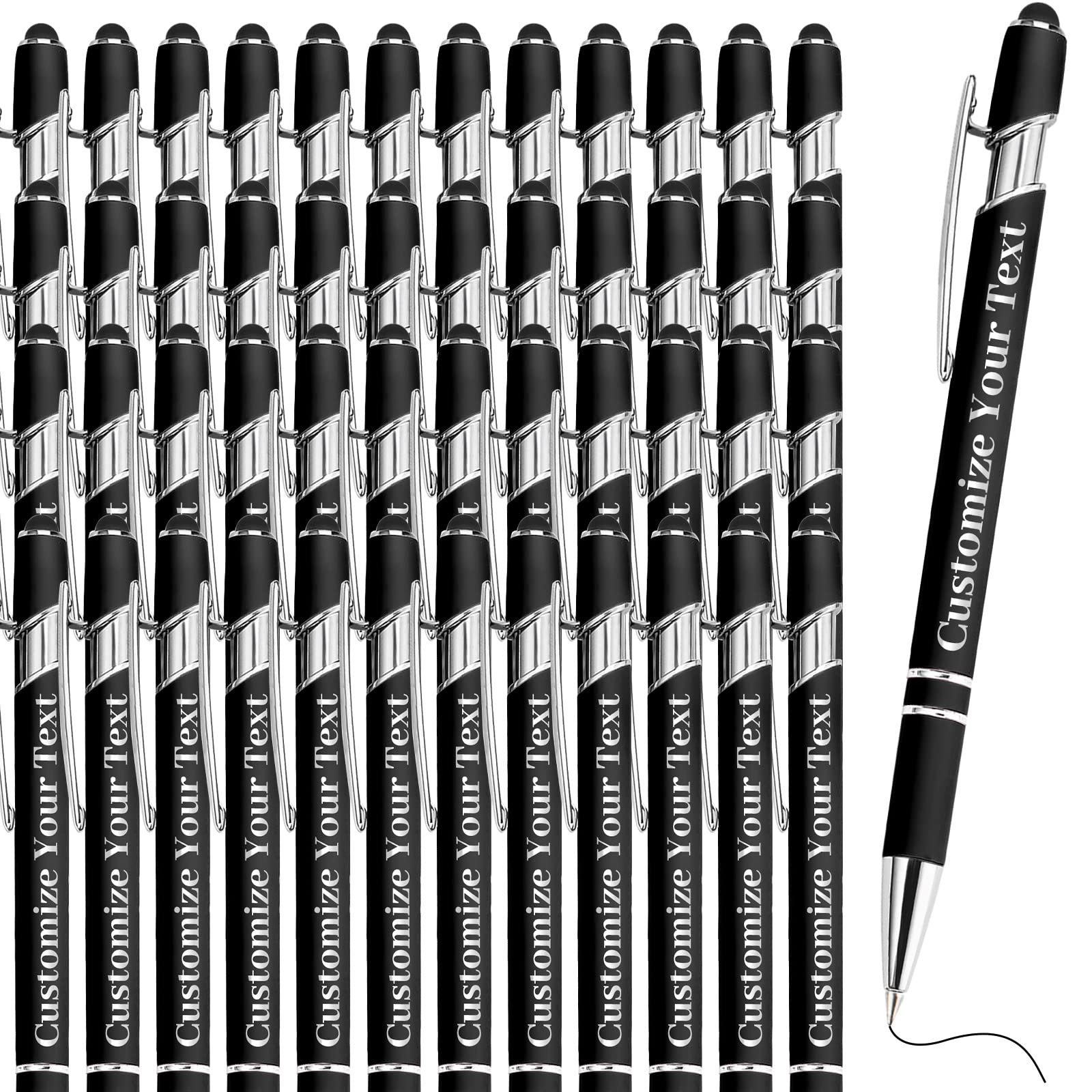 500-Pack Personalized Pens Bulk - Custom Engraved Ballpoint Pens with Stylus for Business, Graduation, Wedding & Christmas Gifts - Free Name/Text Printing - Ideal for Office, School & Corporate Events (500 Pcs)