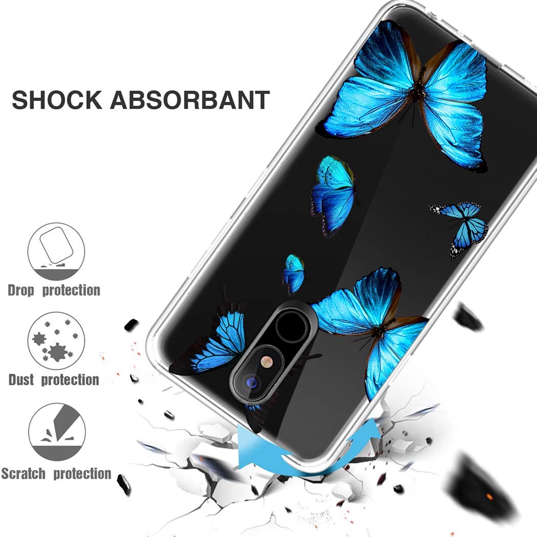 Cute Clear Slim Butterfly Pattern Soft Flexible TPU Phone Case for LG Stylo 4/Plus & Q Stylus - Protective Cover for Women & Girls - Perfect for Everyday Use, School & Work