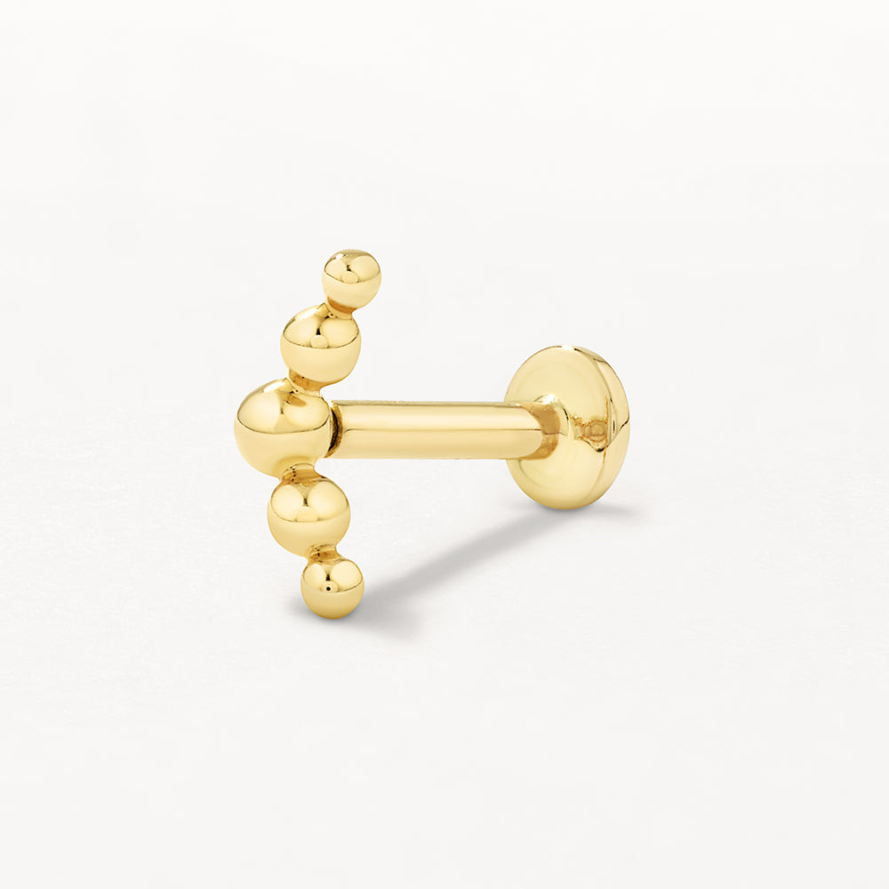 10k Gold Ball Chevron Helix Single Stud Earring - Elegant & Minimalist Jewelry for Women, Perfect for Everyday Wear & Special Occasions