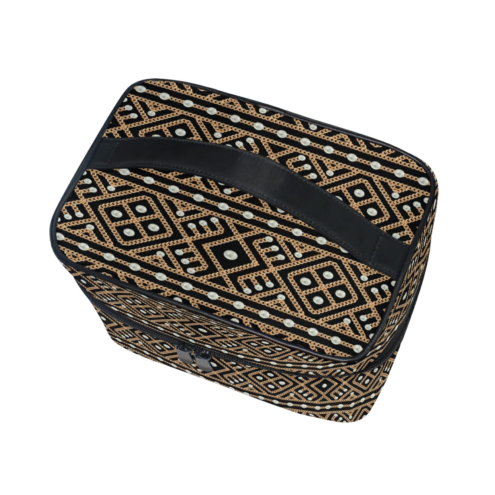 Vintage African Brown Makeup Bag for Women - Waterproof Cosmetic Organizer & Travel Toiletry Case - Perfect for Travel, Gym, and Daily Beauty Essentials