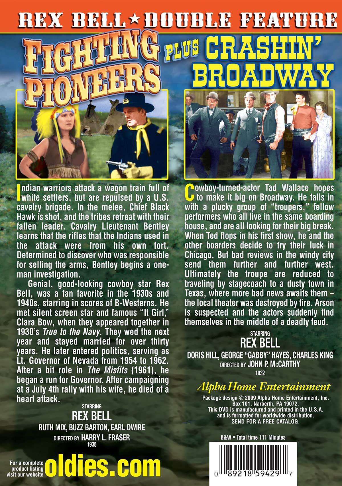 Bell, Rex Double Feature: Fighting Pioneers - Classic Western Movies for Home Entertainment & Movie Nights