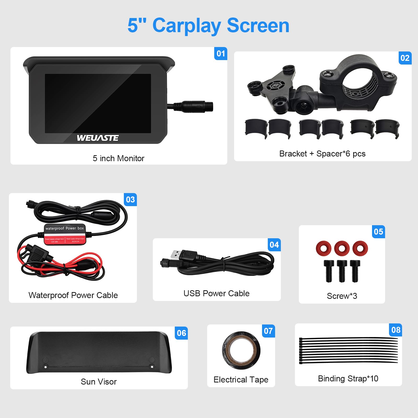 5 Inch Motorcycle GPS Navigation with Wireless CarPlay & Android Auto - Waterproof IPS Touchscreen, Bluetooth, Siri & Google Assistant Support - Perfect for Touring, Commuting & Adventure Riding