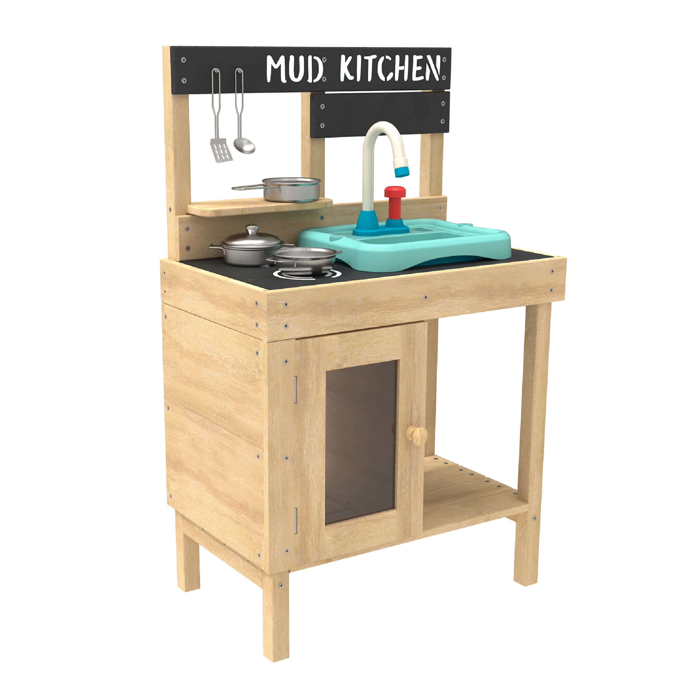 TP TOYS TP671 Splash & Play Wooden Kids Play Kitchen - 93.5 x 40 x 12.5 cm Pretend Cooking Toy for Toddlers - Perfect for Indoor Pretend Play, Birthday Gifts & Early Childhood Development