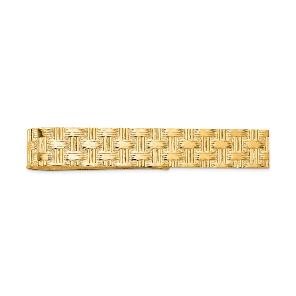 Roy Rose Jewelry 14K Yellow Gold Tie Bar Clip for Men - Classic Elegant Necktie Accessory for Weddings, Business Meetings & Formal Events