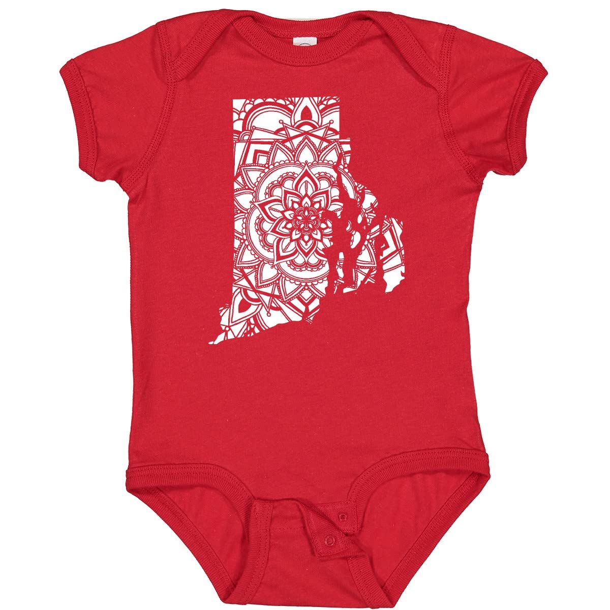 Inktastic Rhode Island Silhouette Mandala Baby Bodysuit - Cute Graphic Onesie for Newborns & Infants - Perfect for Family Outings, Photo Shoots & Casual Wear