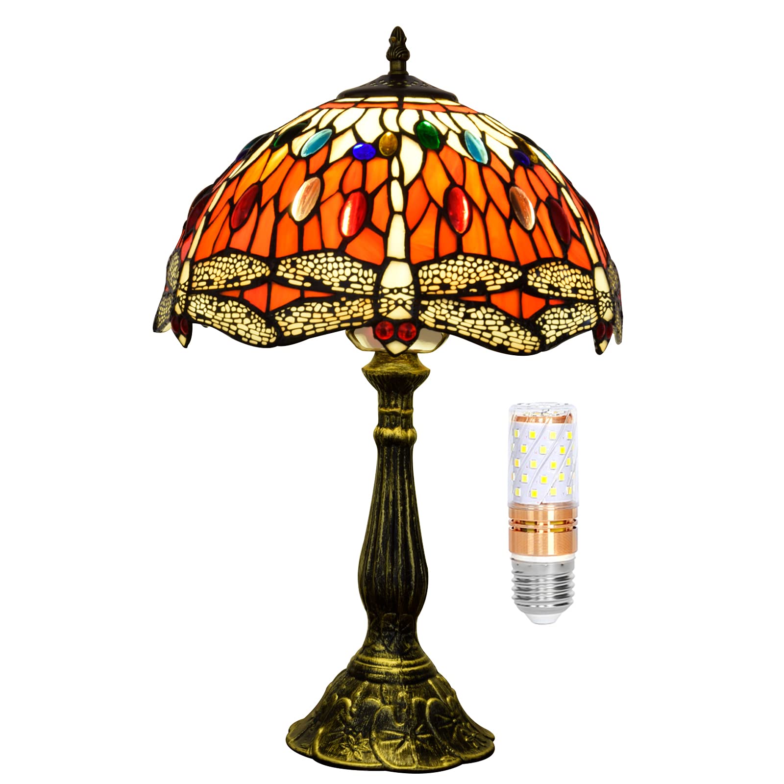 Tiffany Style Dragonfly Stained Glass Table Lamp - 18