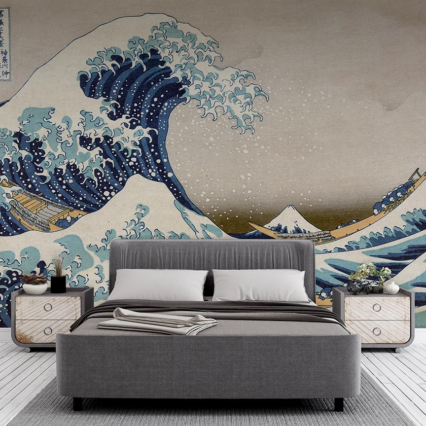 Wave Mural Wall Art - Modern Ocean Themed Canvas Painting for Home & Office Decoration - Perfect for Living Room, Bedroom or Office Wall Decor