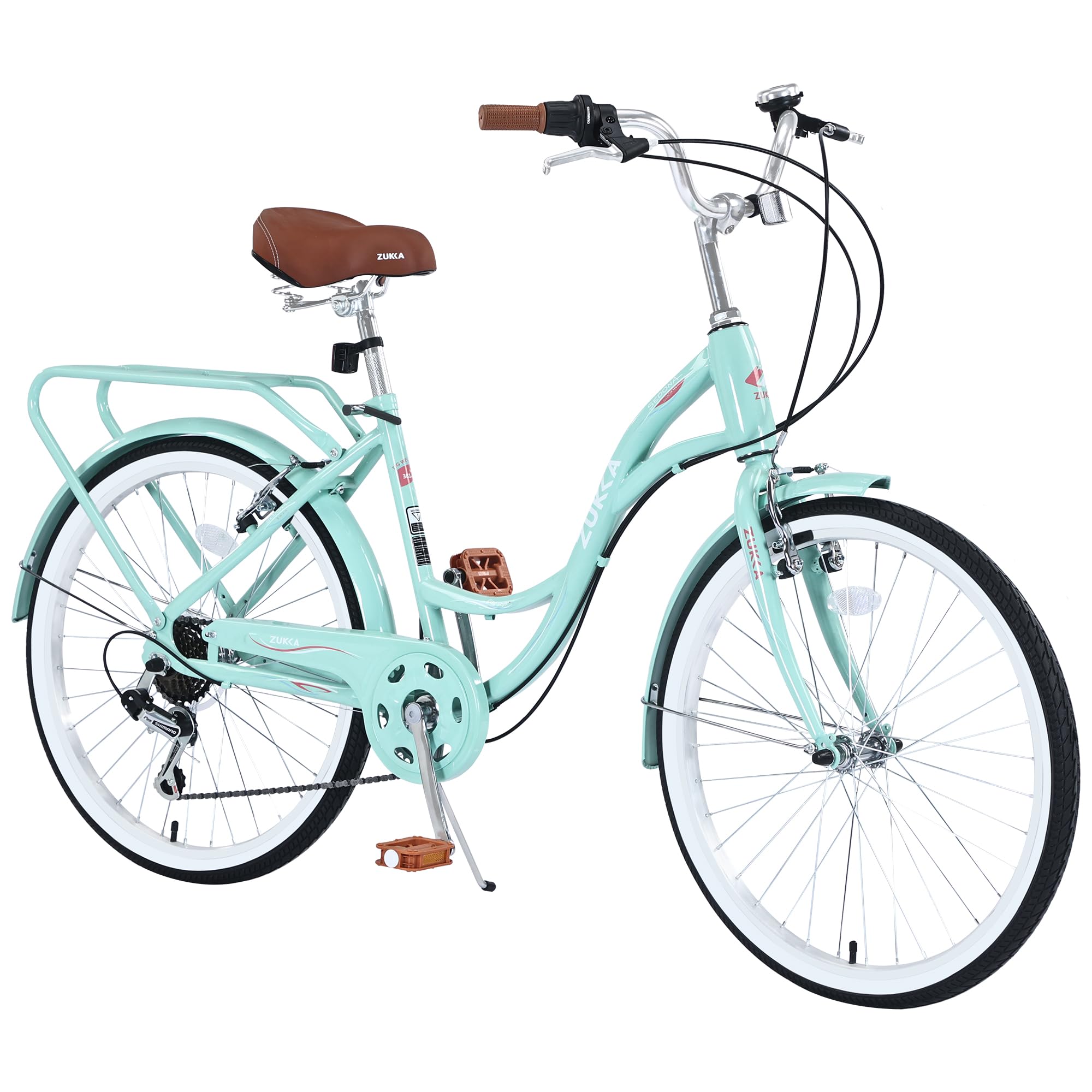 24/26 Inch Adult Cruiser Bicycle - 7-Speed Steel Frame Comfort Bike for Women, Men & Seniors - Multiple Colors - Perfect for City Commuting, Leisure Rides & Beach Cruising