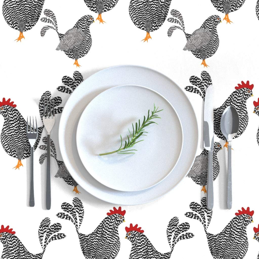Premium Cotton Sateen Tablecloth 70x144 Inches - Cute Farm Animal Print (Chickens, Owls, Roosters) for Dining Room, Kitchen & Country Style Decor - Washable Table Linens for Parties & Everyday Use