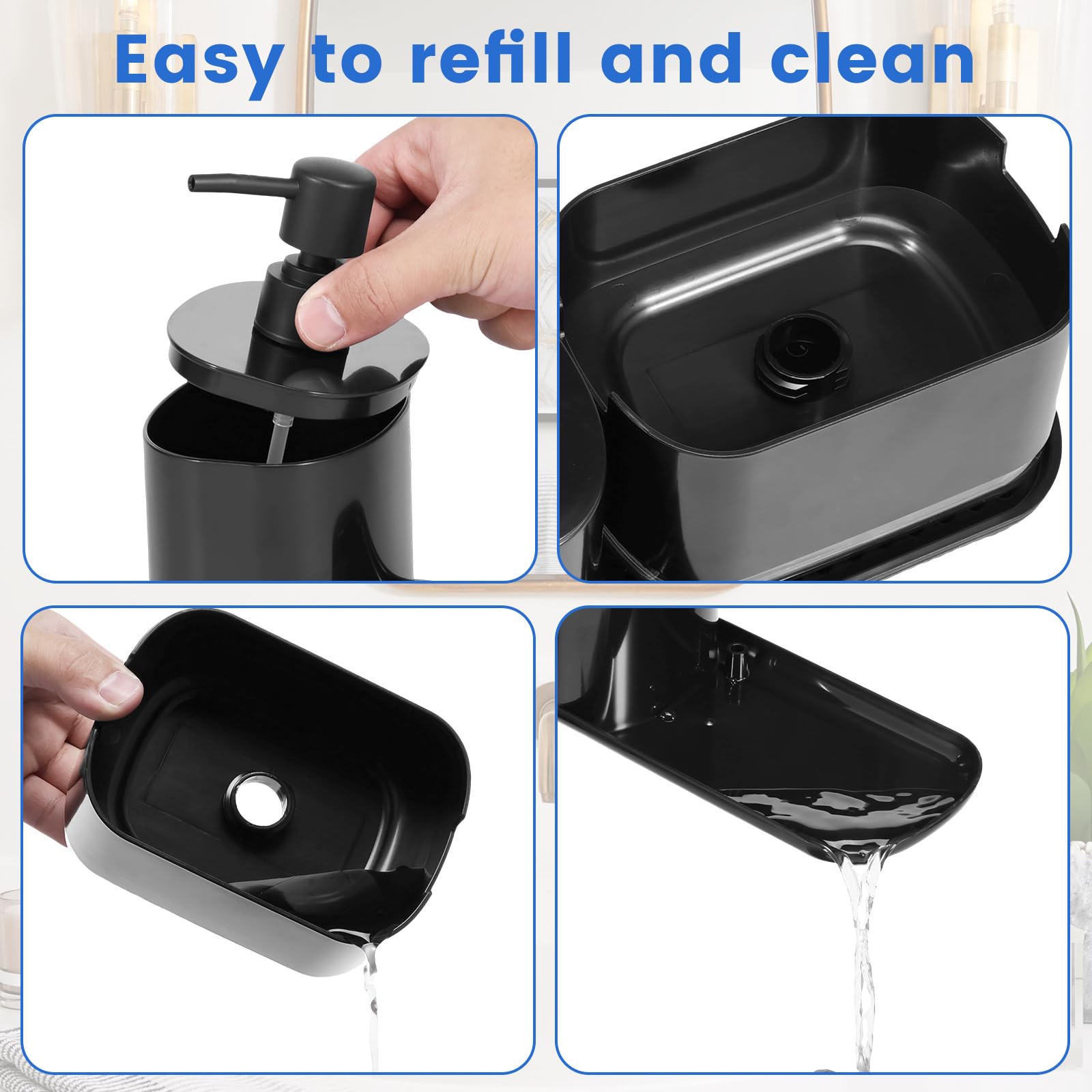 Multifunctional Kitchen Soap Dispenser Set with Tray & Towel Holder - for Countertop & Dishwashing