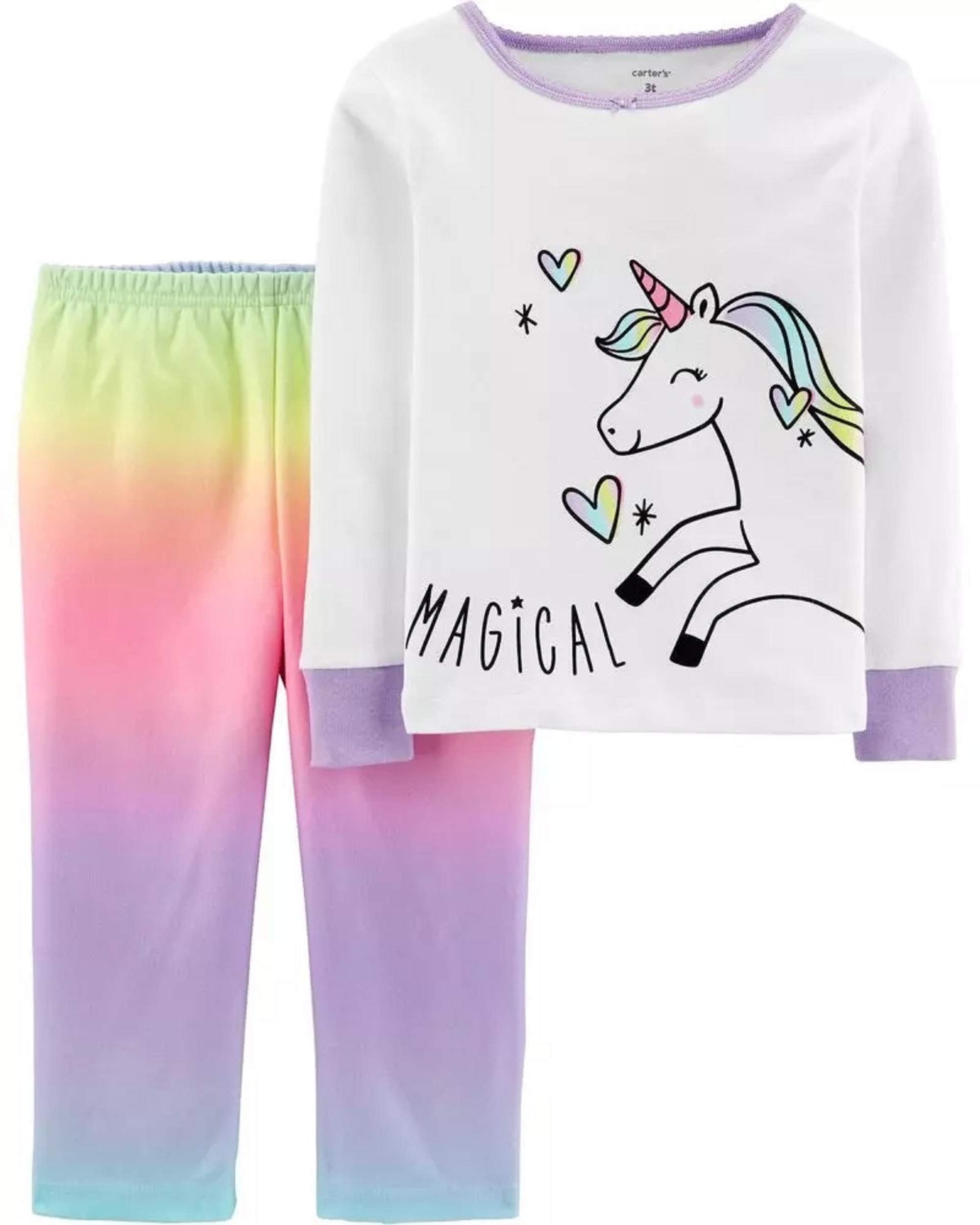 Carters Girls 2 Piece Fleece Pajama Set - Magical Unicorn Print | Soft & Cozy Winter Sleepwear for Toddlers & Kids | Perfect for Bedtime, Sleepovers & Holiday Gifts