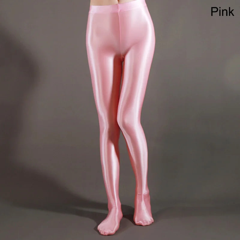 Shiny High Waist Yoga Pants for Women - Satin Glossy Leggings, Sexy Stockings & Sport Tights - Perfect for Fitness, Workout & Daily Wear