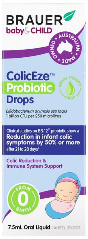 Brauer Coliceze Probiotic Drops for Infants - Supports Digestive Health & Immune System - Ideal for Colic Relief & Gut Comfort in Newborns & Babies - Perfect for Daily Use at Home or On-the-Go