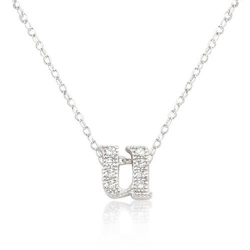 Personalized Initial U Pendant Necklace - Micro Pave Cubic Zirconia Gold Plated Jewelry for Women - Perfect Gift for Birthday, Anniversary & Valentine's Day