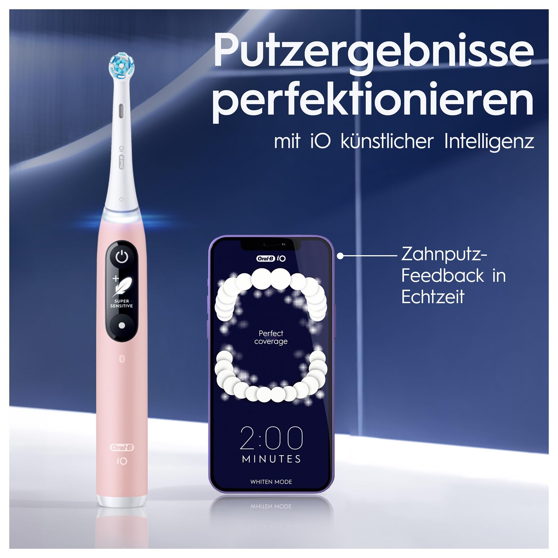 Oral-B iO Series 6 Electric Toothbrush - Pink Sand (JAS22) | Rechargeable with Smart Pressure Sensor & Bluetooth Connectivity for Gentle & Effective Cleaning at Home or Travel