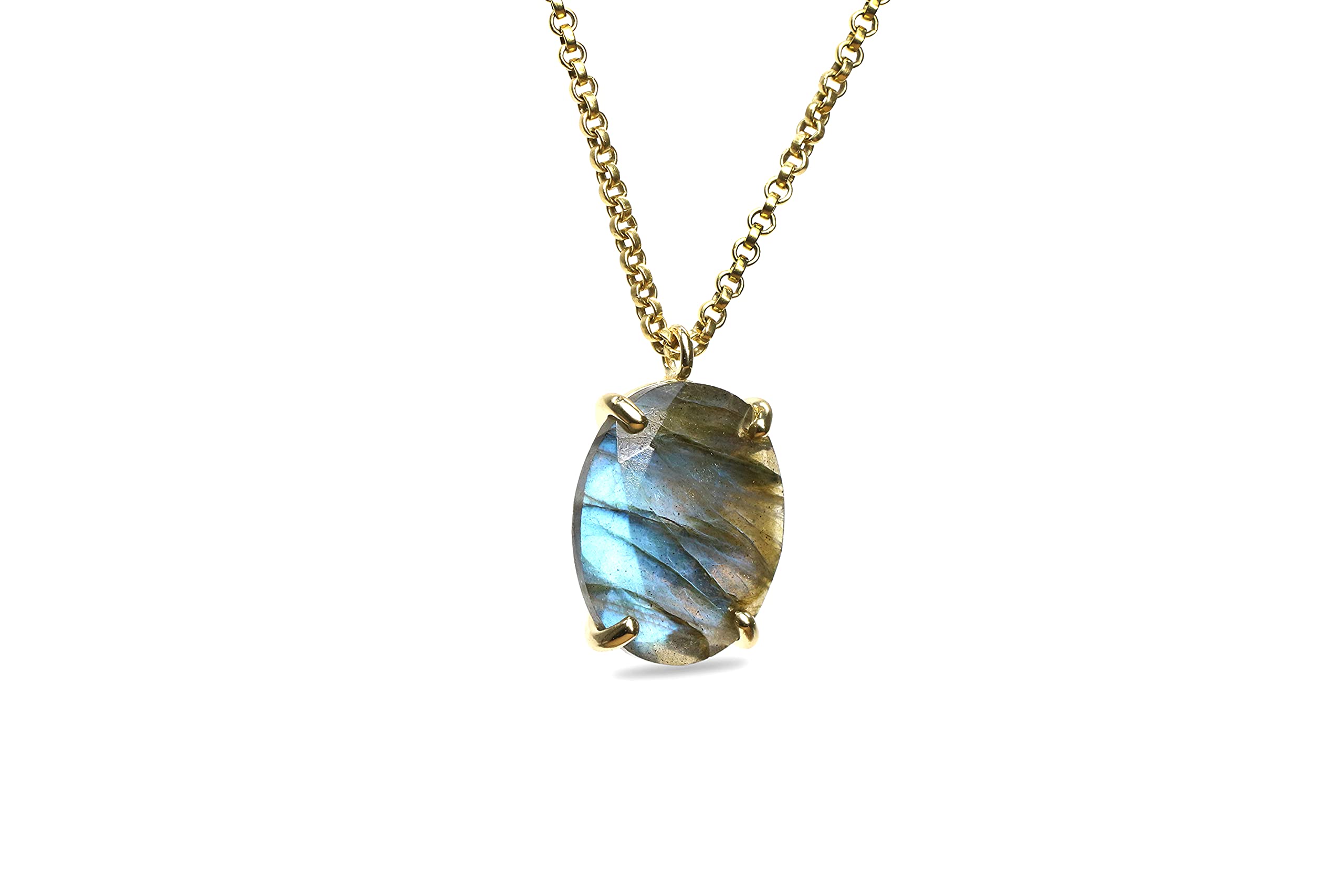 Handmade Labradorite Pendant Necklace for Women - Customized Anemone Jewelry with Semiprecious Stone - Elegant Everyday & Statement Jewelry - Perfect Gift for Her | Office Wear, Date Night, Special Occasions