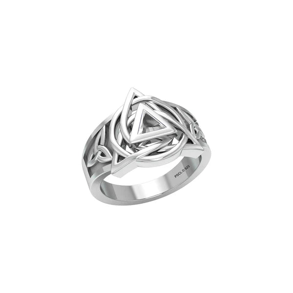 Celtic Triquetra AA Recovery Symbol Sterling Silver Ring with Gemstone - Spiritual Jewelry for Sobriety & Healing - Perfect for 12-Step Programs, Gifts & Meditation