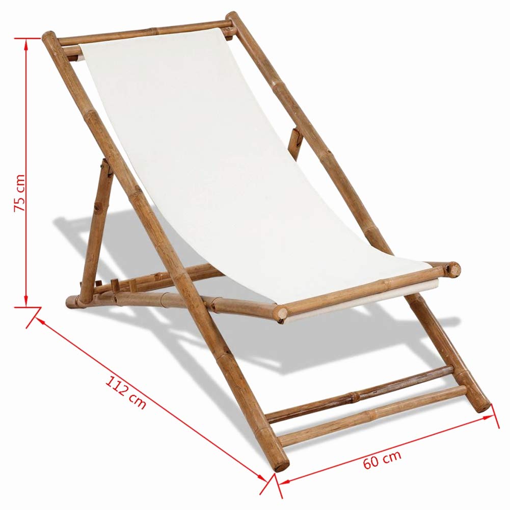 BLUECC Bamboo Chaise Lounge Chair - Outdoor Sun Lounger with Adjustable Backrest, Lightweight & Portable for Patio, Poolside, Beach, and Garden Relaxation