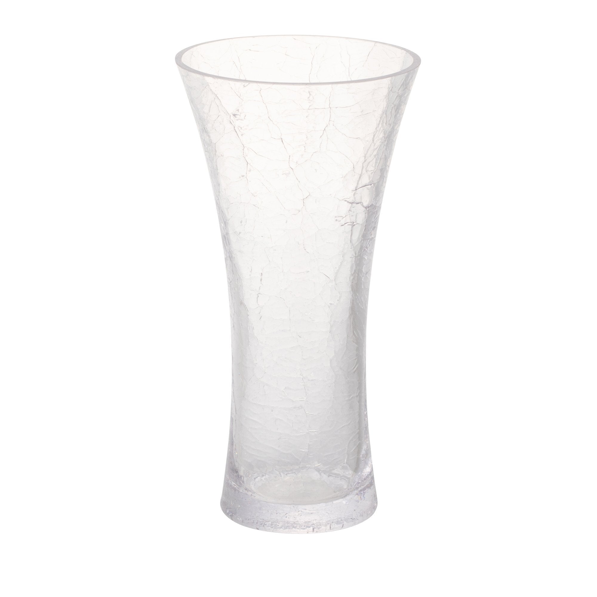 Clear Crackle Glass Flower Vase - Medium Size for Home Decor, Wedding Centerpieces & Tabletop Arrangements