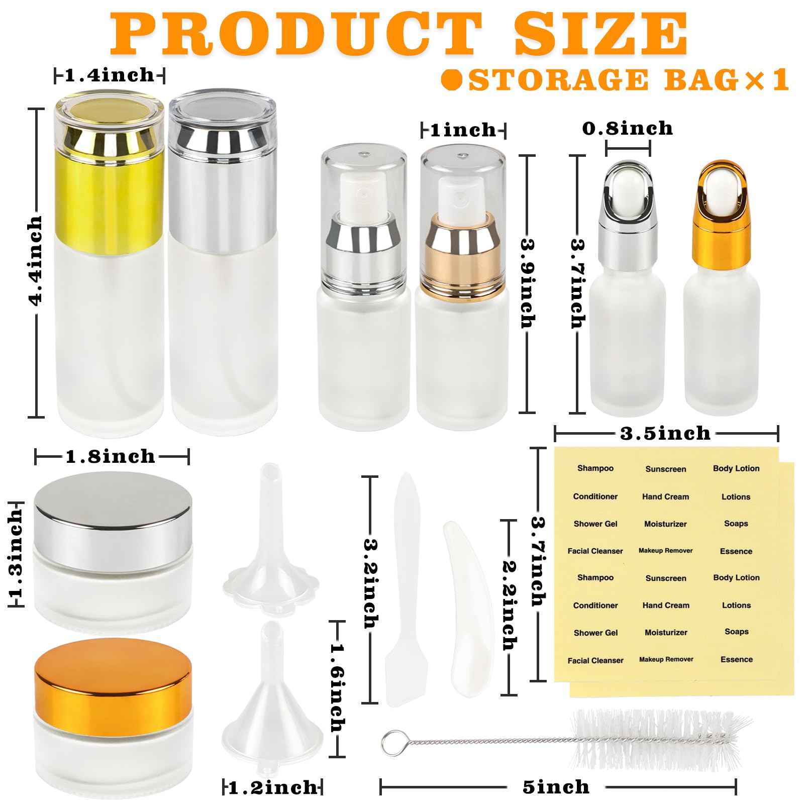 16 Pack TSA Approved Travel Bottles for Toiletries - Leak Proof Gold & Silver Cosmetic Containers | Perfect for Skincare, Shampoo & Lotion on Vacation, Gym & Air Travel
