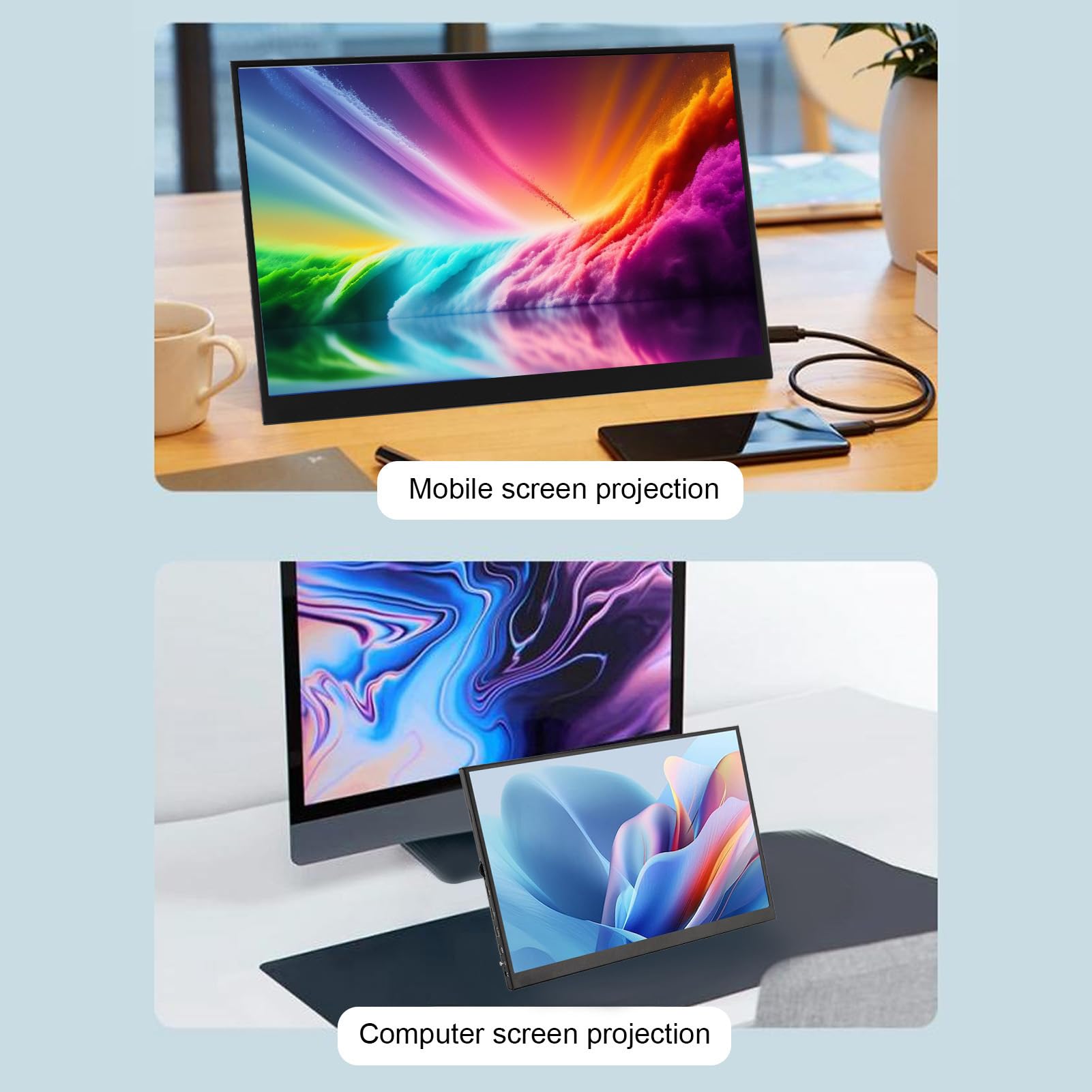 XUMIUZIY 11 Inch Portable Monitor - 2160x1440 HD IPS Display, USB C & HDMI Ultra Slim HDR Gaming Monitor with Dual Speakers, Plug & Play External Screen for Laptop, Phone, Tablet - Perfect for Work, Travel & Mobile Gaming