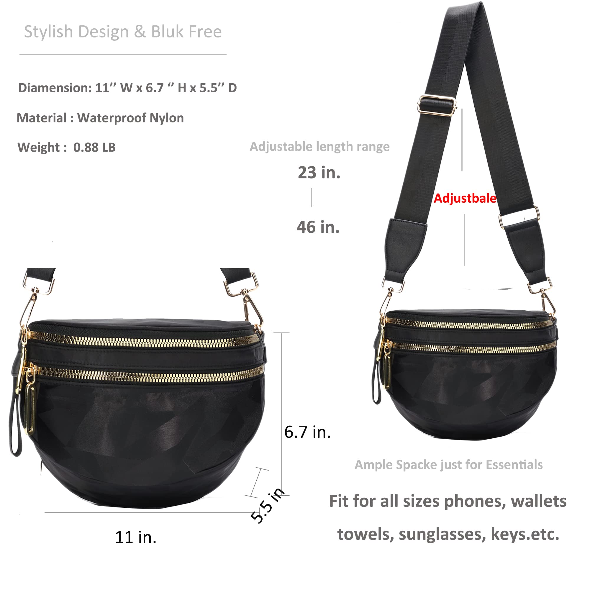 Women's Nylon Crossbody Bag - Lightweight Travel Shoulder Purse for Daily Use