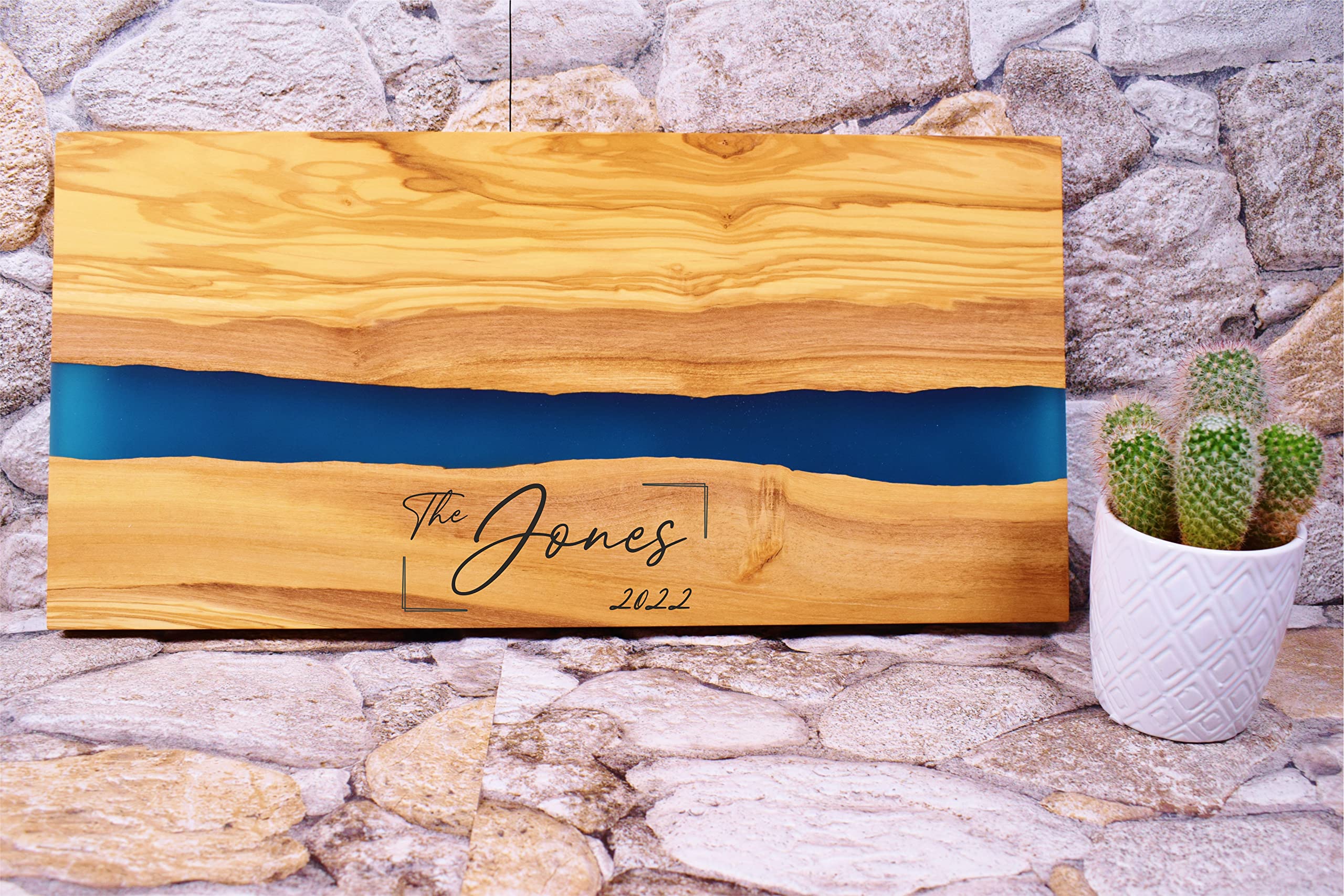 Handmade Custom Cheese Board with Resin - Personalized Laser Engraved Wooden Serving Tray for Charcuterie, Cheese & Appetizers | Unique Wedding, Housewarming & Anniversary Gift for Couples, Mothers Day, Fathers Day | Perfect for Dinner Parties, Holiday Entertaining & Family Gatherings