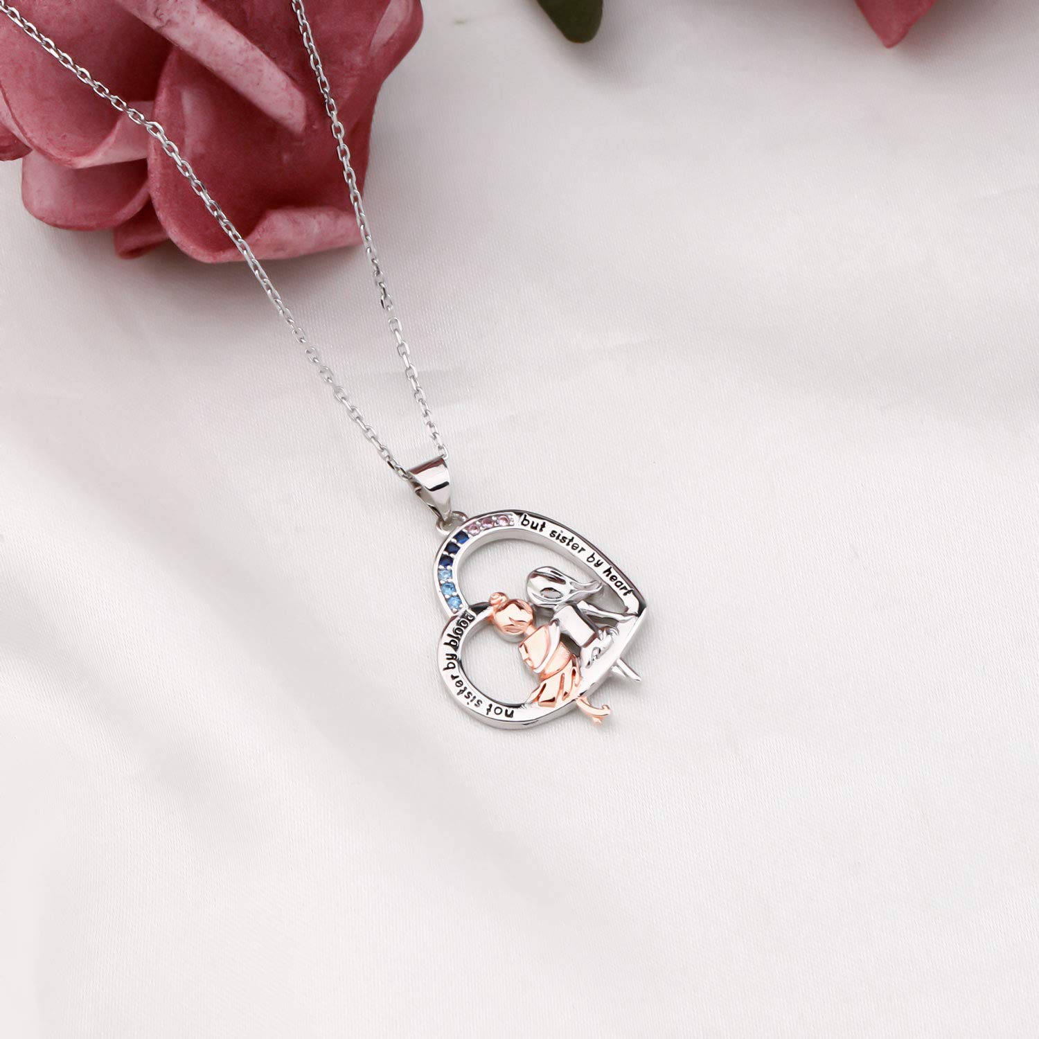 SEIRAA Sisters Necklace - Heart Pendant Friendship Gift for Sister by Heart, Birthday Present for Best Friends (Perfect for Sister's Day, Graduation, or Anniversary Gifts)