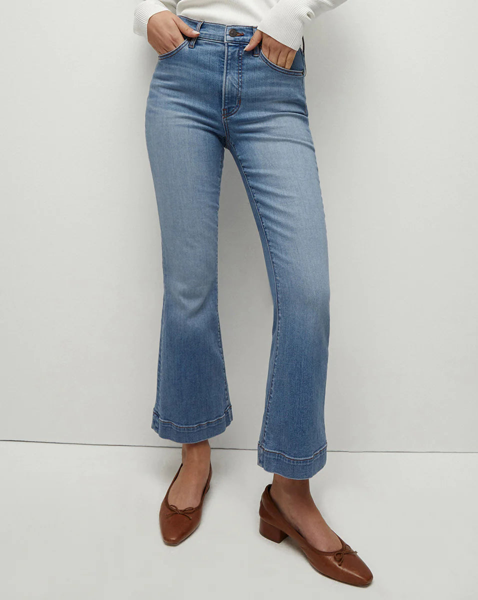 Carson Kick Flare Jeans for Women - High Waist Stretch Denim Pants in Amethyst Purple | Trendy Bootcut Style for Casual Wear & Night Out
