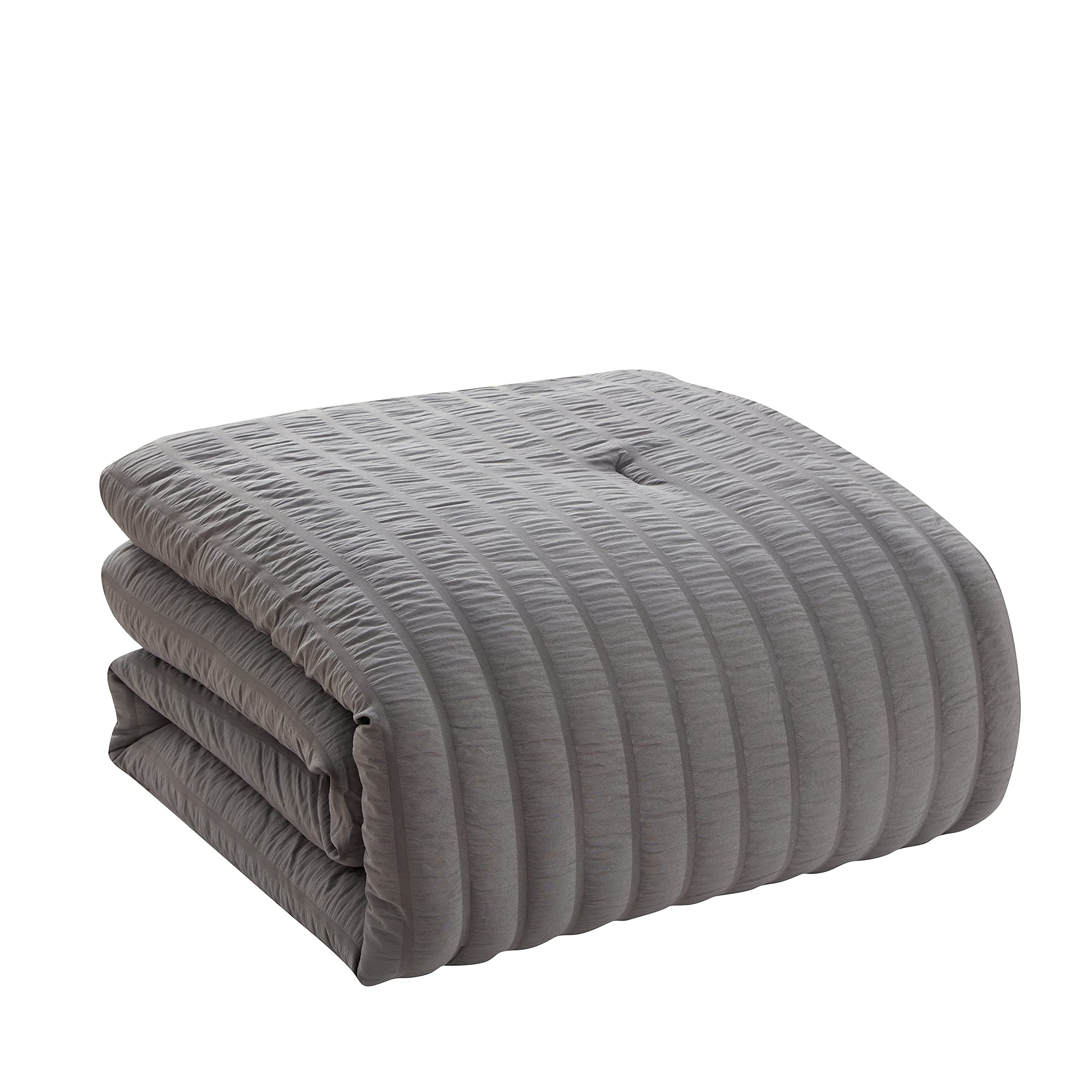 8-Piece King Size Comforter Set with Bed Skirt, Fitted Sheet, Flat Sheet & 4 Pillowcases - Seersucker Gray Bedding Collection | Perfect for Master Bedrooms, Guest Rooms & Luxury Hotels
