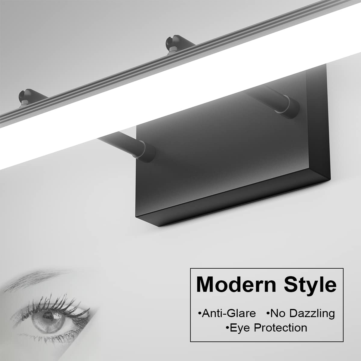 Aipsun 15.7 Inch LED Vanity Mirror Light - Adjustable Bathroom Lighting Fixture with 5500K Daylight, Black Modern Design for Makeup & Shaving - Perfect for Bathroom, Dressing Room and Salon Vanity Areas