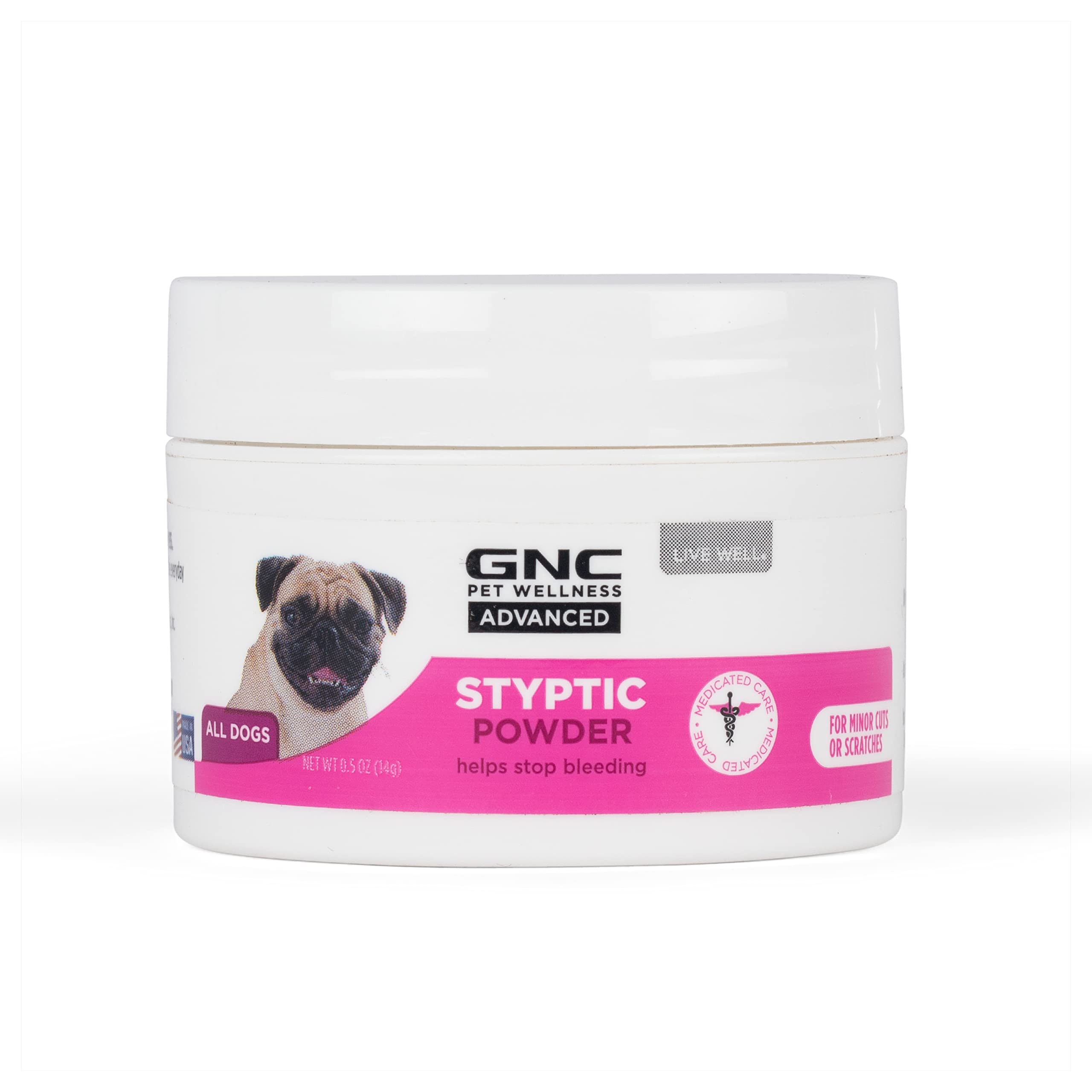 GNC Pets Advanced Styptic Powder for Dogs - 0.5 oz | Fast-Acting Dog Nail Bleeding Control | Safe & Effective Styptic Powder for Nail Trimming Accidents | Perfect for Grooming, First Aid & Pet Care at Home
