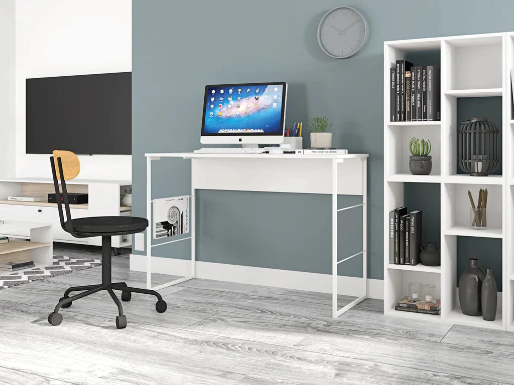 47 Inch Vintage Student Desk for Bedroom - Home Office Computer Desk & Writing Study Table, Easy to Assemble - Perfect for Small Spaces, Dorm Rooms & Remote Work
