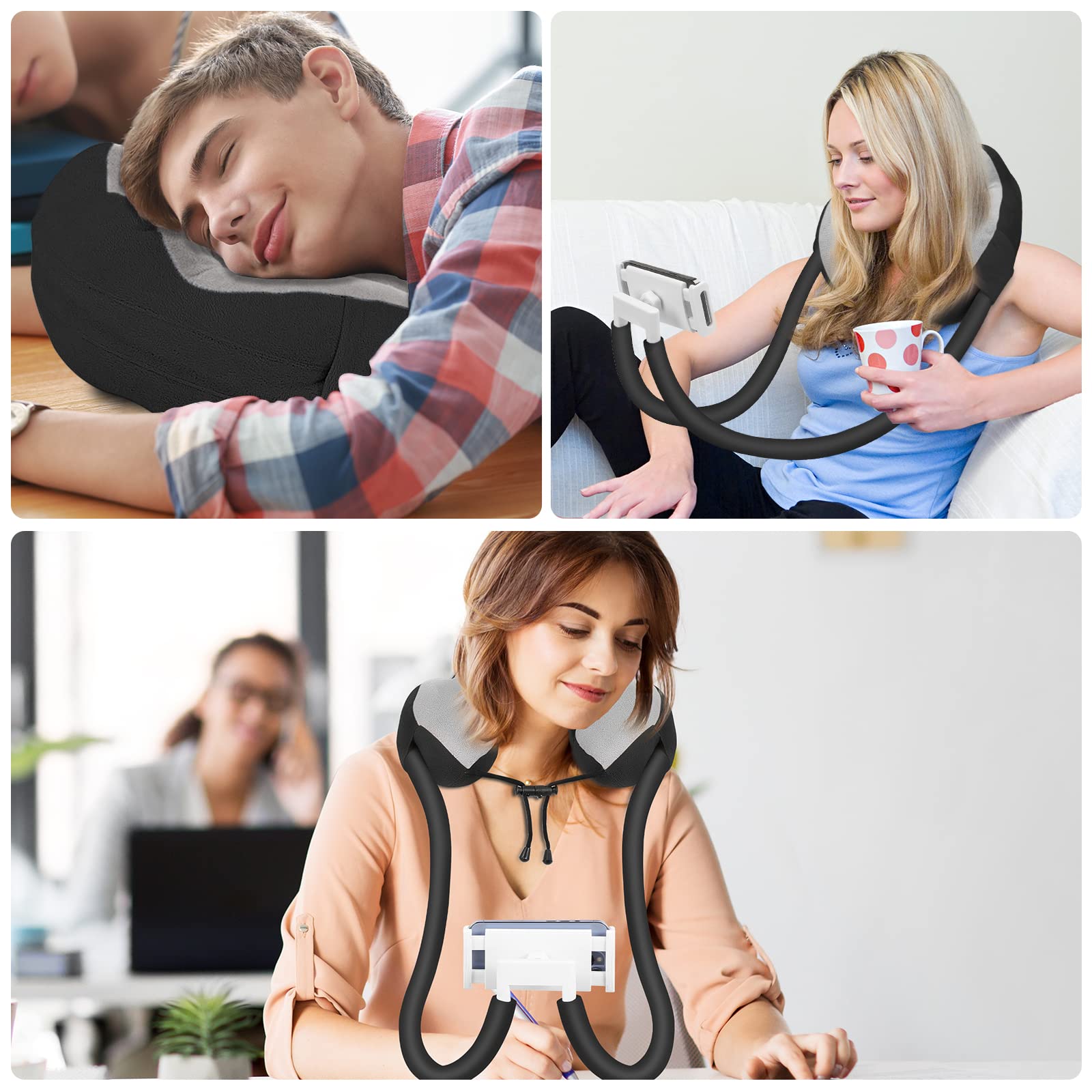 MoKo 360° Adjustable Gooseneck Phone Holder Stand for iPhone 16/15/14 Pro Max/Plus & Tablets 4