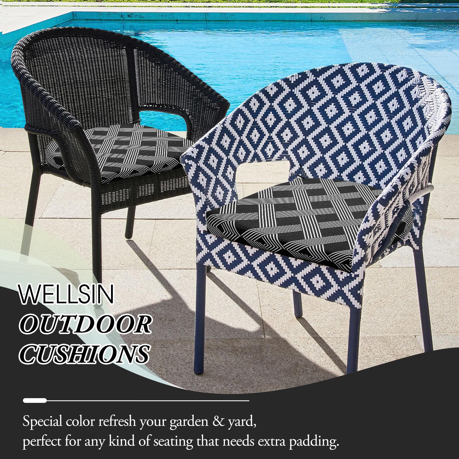 Premium Outdoor Chair Cushions Set of 4 - Waterproof Patio Furniture Cushions 17