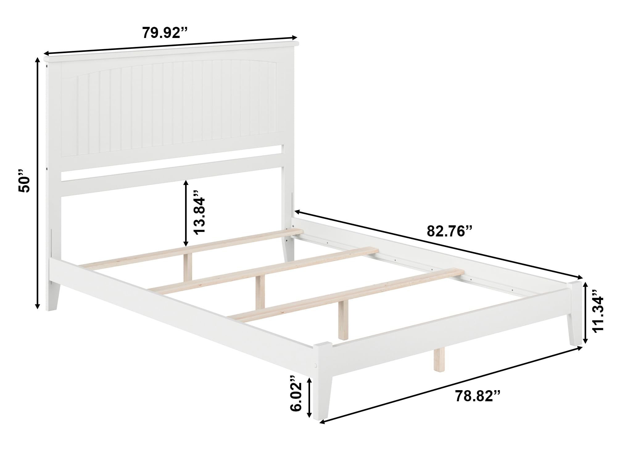 AFI Nantucket King Size Foundation Bed Frame with USB Charging Ports - White - Perfect for Master Bedrooms, Guest Rooms & Modern Home Decor