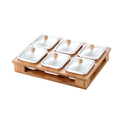 6-Compartment Plastic Food Storage Container with Lid - Fruit Tray, Candy & Nut Serving Dish, Divided Lunch Organizer & Camping Snack Plate - Perfect for Parties, Picnics, Office Lunches & Outdoor Activities (Size A/B)