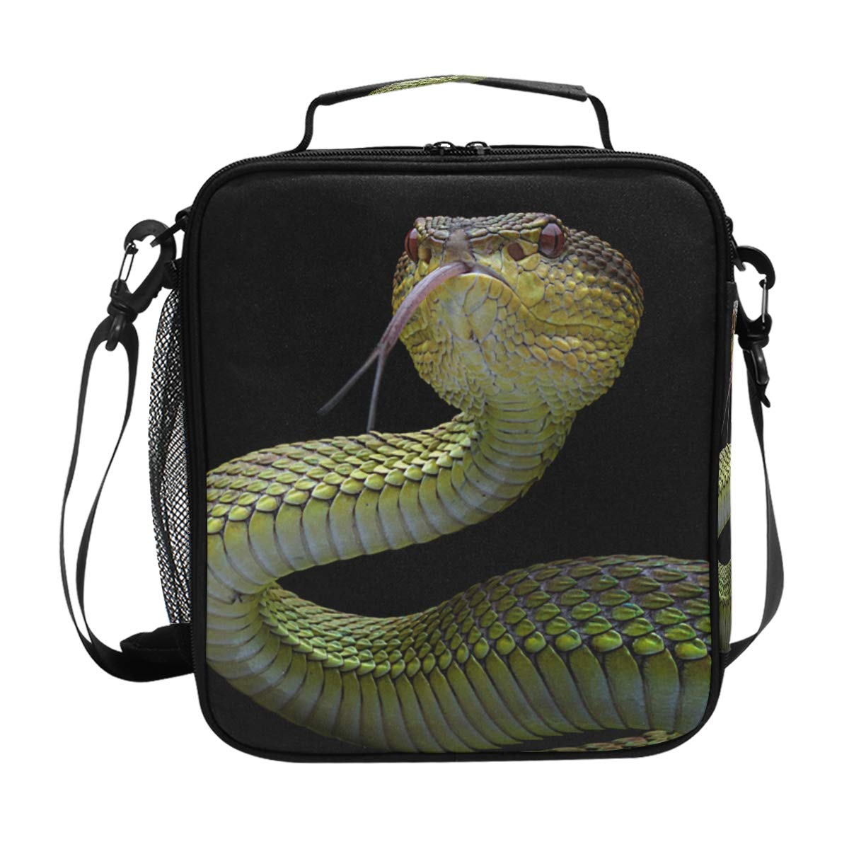 Insulated Snake Print Lunch Box Tote - Reusable Cooler Bag for Women & Kids - Perfect for School, Picnics, and Outdoor Activities