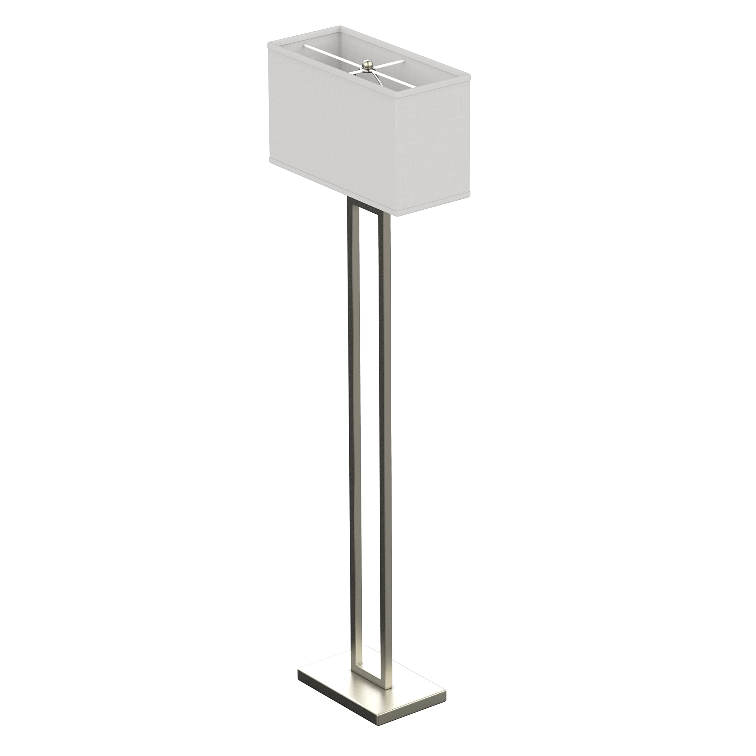 Modern 61-inch LED Floor Lamp for Living Room - Brushed Nickel Finish, Pure White Linen Shade, Corner Standing Lamp with On/Off Switch, E26 Base (Bulb Not Included) - Perfect for Reading Nook, Bedroom Lighting & Home Office Decor